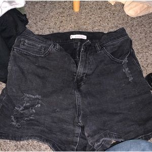 Black high rise fashion shorts